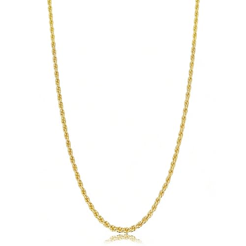 Porment Collares de cuerda delicada de 1,5 mm para mujeres y hombres, cadena de oro de 14 quilates apilable, para hombres, collares simples y modernos para mujer, impermeables, no se deslustran