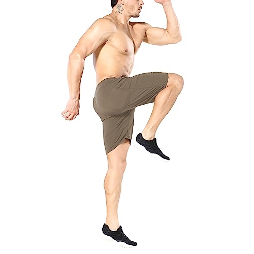 ZENWILL Mens 2 Pack Zip Gym Athletic Shorts, 7" Workout Running Fitness Cotton Training Shorts for Men Zip Pockets4