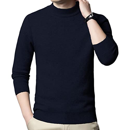 Gola alta para homens | camisola de manga comprida meia gola alta | Suéter básico de malha térmica c