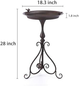 MNRYLKB Dia 18" W*28" H Large Metal Bird Bath with Stand, Bird Baths for Outdoors, Metal Bird Baths/Feeder,for Garden Yard Decor
