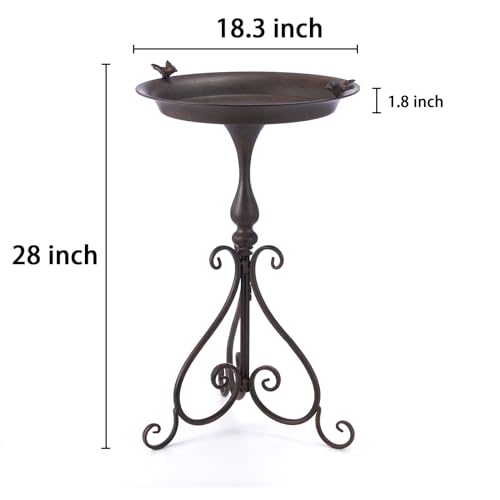 MNRYLKB Dia 18" W*28" H Large Metal Bird Bath with Stand, Bird Baths for Outdoors, Metal Bird Baths/Feeder,for Garden Yard Decor