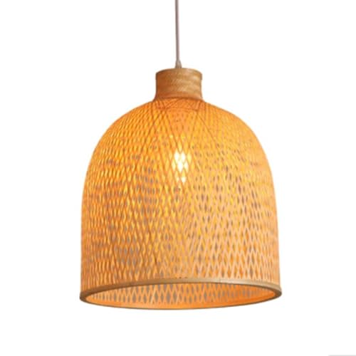 Plafonnier tissé en bambou grande suspension osier pour table à manger et cuisine