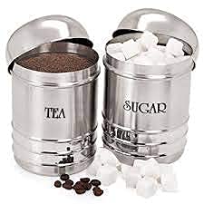 Image of Stainless Steel Tea Sugar Containers Set, Sugar Tea Keeper, 2-Piece, Silver
