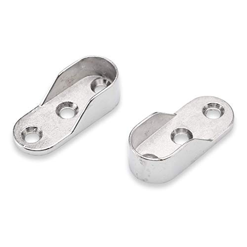 Lot de 2 supports de rail de placard pour rail de placard 15 mm - support de tringle à vêtements, zinc moulé sous pression nickelé (version 2)