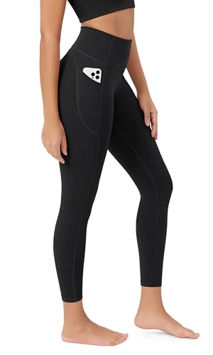 ODODOS Women's Tummy Control 7/8 Compression Leggings with Pockets High Waist Workout Running Yoga Pants - 25