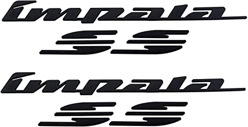 Image of 2X Impala Ss Rear Quarter Panel Emblems Car Letter Badge 3D Sticker Decal Replacement for 1994 1995 1996 Impala (Matte Black)