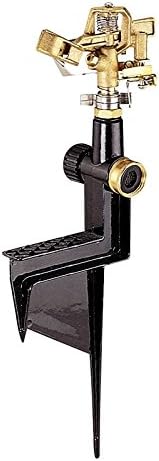 Rocky Mountain Goods Long Distance Lawn Impact Sprinkler with Spike - Up to 60 ft Diameter - Heavy Duty Brass Impact Sprinkler for Large Yard or Large Areas - Adjustable Head - Step Spike