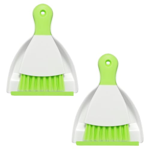 NACENA Mini Dustpan and Brush Set 2 Pack Small Broom and Dustpan Set Dust Pan and Mini Hand Broom Dustpan and Broom Combo Compact for Home Table Keyboards Sofa Kitchen Dark & Blue