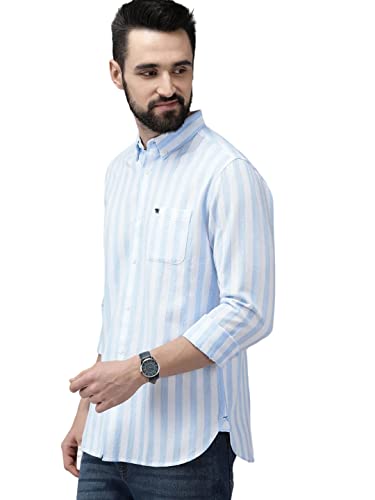 Image of THE BEAR HOUSE Men's Cotton Blue & White Slim Fit Checked Flannel Cotton Casual Shirt | 3XL |TBH-ZELIE-BL-3XL |