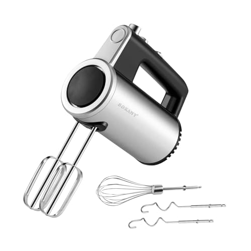 SOKANY Batidora de mano 3 en 1 SK-02017, 800 W, batidora de mano con 5 velocidades, acero inoxidable con gancho para amasar, batidor y batidor