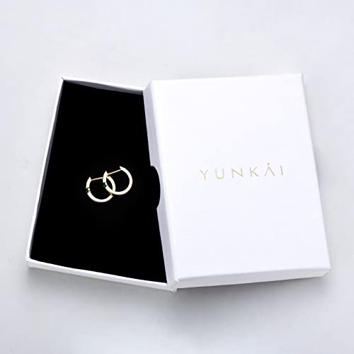 925 Sterling Silver Gold Huggie Earrings For Women, Lab Grown Emerald Small Hoop Earrings White Gold Plated Jewelry Gift For Her Birthday Mothers Day #TOP4