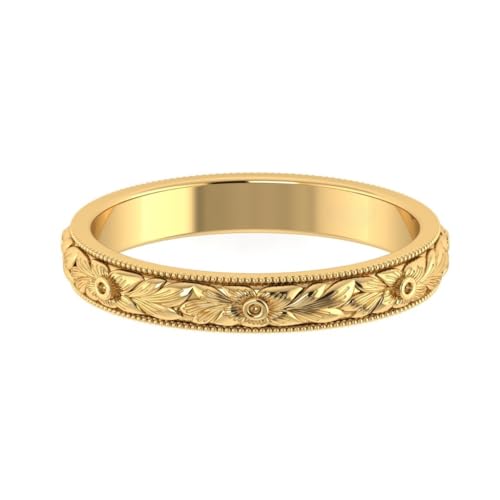 3mm Handmade Leaf Vintage Style Victorian Filigree Engraved Wedding Band Ring2