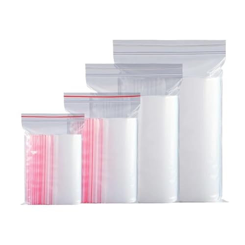 100 bolsas de plástico transparentes con cierre de cremallera, bolsas de almacenamiento de alimentos, bolsas de plástico OPP transparentes autoadhesivas para hacer joyas (12 x 17 cm)