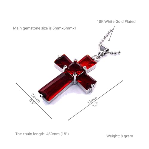 RIZILIA Cross Pendant with 18" Chain & Trapezoid Square Cut CZ [7 Colors Available] in White Gold Plated, Simple Modern Elegant2