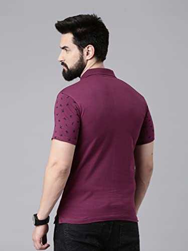 Image of KRYPTIC Mens Pure Cotton Printed Half Sleeve Polo Tshirt (Burgundy 1 ; 2XL)
