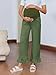 Yousify Womens Maternity Pants Soft Ruffle Flowy Lounge Palazzo Pants Pregnancy Wide Leg Trousers Army Green