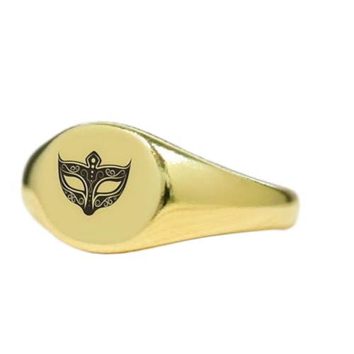 Bague masque de carnaval en argent 925 doré, chevalière vintage faite main