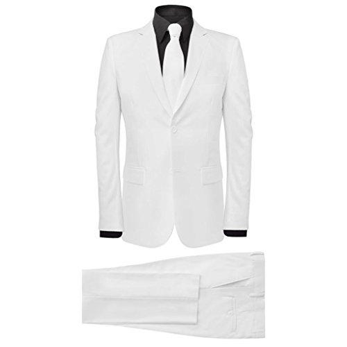 Tidyard Costume pour Hommes (avec Cravate) - avec Regard Intelligent - Blanc Taille 52