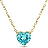 SIaa - Collar con colgante de corazón para mujer, cadena chapada en oro de 14 quilates con cristal de piedra natal, colgante delicado, collar de oro, gargantilla en capas, regalo de joyería diaria