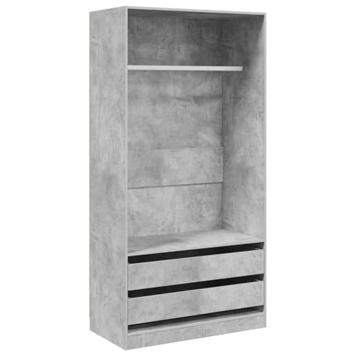 Tomostar Armoire Penderie, Armoire Dressing de Rangement Chambre Vêtements Garde-Robe Gris béton 100x50x200 cm Bois d'ingénierie