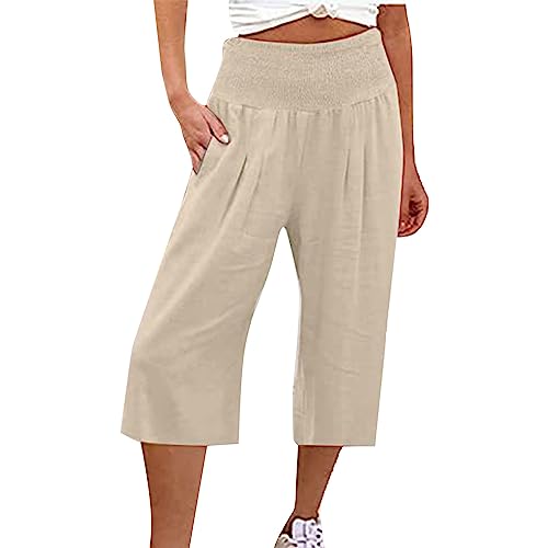 Pantalon de survêtement coton et lin beige - Finition haut de gamme