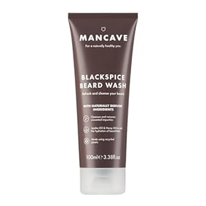 ManCave Blackspice Beard Wash, Refreshes and Cleanses Beard and Underneath Skin, With Jojoba Oil and Hemp Oil, Combat Beard Itch and Flakiness, Vegan Friendly, Made in the UK, 100 ml