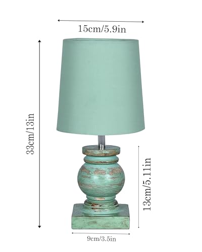 Image of Homesake Distress Small Incandescent Table Lamp for Bedroom Living Room Simple Retro Wood Grain Farmhouse Bedside Lamps Suitable for Nightstand, Gift, Trophy, (Green)