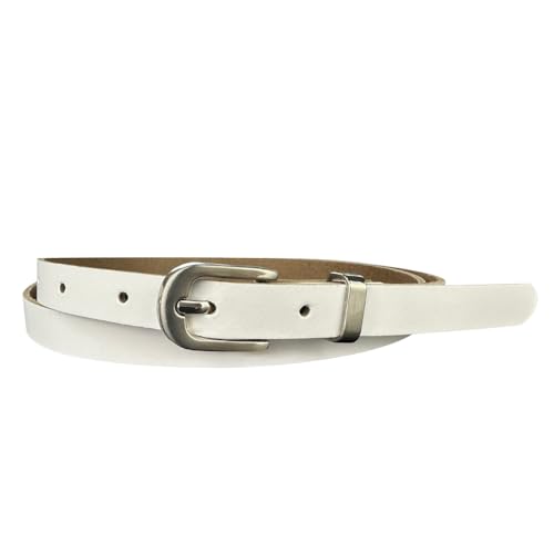 Frentree Ledergürtel Damen, MADE IN GERMANY 1,5 cm schmaler Echtleder Gürtel, für Kleid und Anzughose, 100% Leder, Weiß
