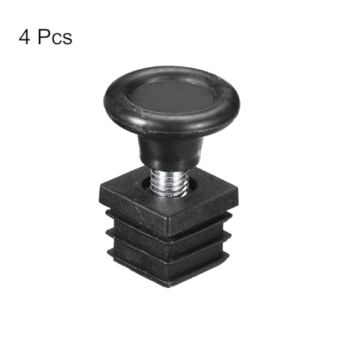Image of uxcell 4Pcs Inserts for Square Tubes with Leveling Feet, for 0.79 inchx0.79 inch OD Square Tube, M8-1.25mm Thread Black Plastic Furniture Chair Blanking End Caps Insert Plugs