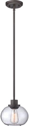 Quoizel Trilogy Mini Pendant Lighting, 8 Inch 1-Light Old Bronze Globe Ceiling Light, 100W, Max Hanging Height 43.5", Overhead Light for Kitchen Island, Dining, Living Room, Foyer or Farmhouse