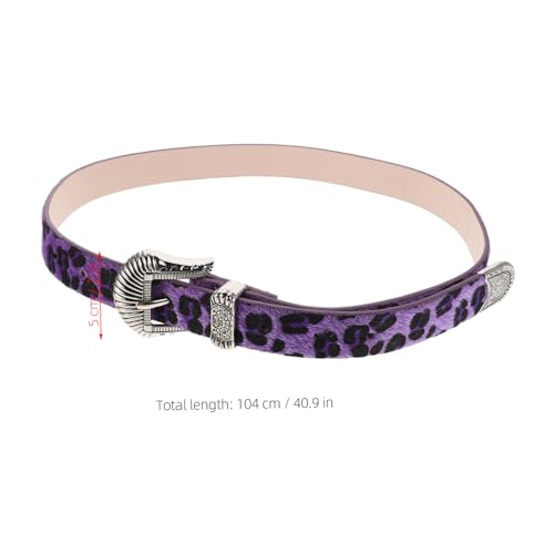 BESPORTBLE Fashion Leopard Print Belt for Women Vintage Western Style Wide Buckle Waist Belt for Jeans Dresses Purple Carved Design for Casual Wear2