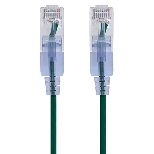 Image of Monoprice Cat6A 14ft Green 10-Pk Patch Cable UTP 30AWG 10G Pure Bare Copper Snagless RJ45 SlimRun Series Ethernet Cable