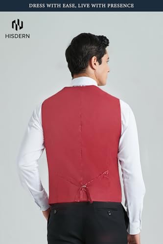Image of HISDERN Mens Suit Vest Business Casual Dress Waistcoat Vest Solid Color Formal Wedding Vests for Suits or Tuxedo