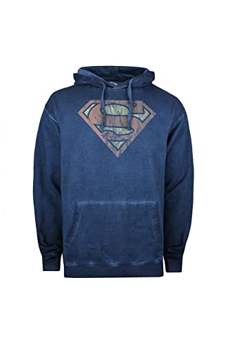 Cotton Soul DC Comics Superman Vintage Wash - Sudadera con capucha para hombre, color azul marino,...
