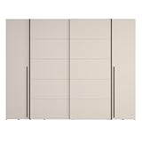 Forte NARAGO Kleiderschrank 270, moderner Dreh-/Schwebetürenschrank, 4-türig, Holzwerkstoff, Kaschmir|Beige, 270,3 cm breit x 210,5 cm hoch x 61,2 cm tief