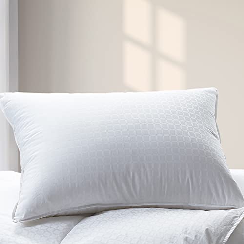 Cuddledown Dreamstead Premium Sleeping Pillow| European White Goose Down | 700 Fill Power | 300 Thread Count 100% Cotton Shell | Windowpane Weave | Hypoallergenic | Handcrafted | King – Soft/Thin