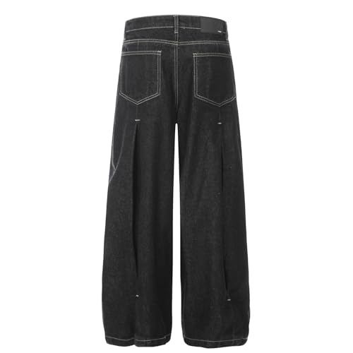 Jeans Pants Trousers Denim Retro Trendy Street Washed Black Loose Casual Wide Leg Commuter Straight for Men4