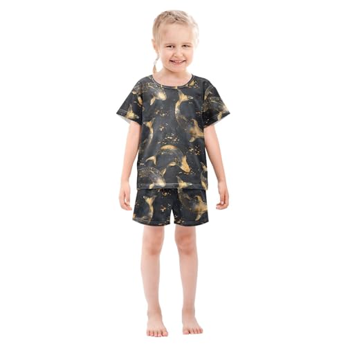 ALAZA Watercolor Whale Fish Pajamas Short Sleeve 2 Piece Sleepwear Top and Bottom Pajama Set Unisex3