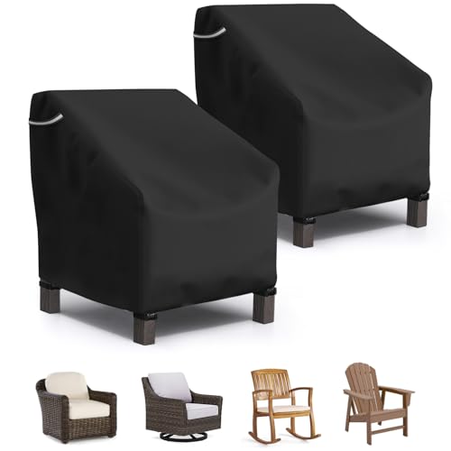 STARTWO Patio Outdoor Chair Covers 2 Pack, Outdoor Furniture Covers Waterproof adapter for Lawn Lounge Seat, Wicker, Swivel, Adirondack, Rocking Chairs, 36"W x 37"D x 36"H inch, Black