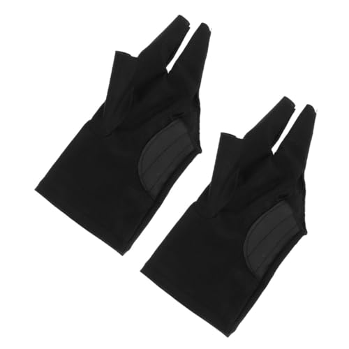 BESPORTBLE 2pcs Snooker Cue Sports Gloves Billiards Glove Breathable Left Hand for Men Women Elastic Comfortable Non-Slip Black