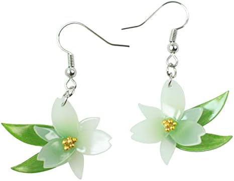 Genshin Impact Earrings Venti's Cecilia Flower Dangle Earrings Cosplay Accessories Collectable Gift For Genshin Gamer & Anime Fans, Simple White Flower Jewelry For Women Girls.
