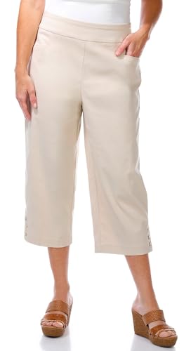 Coral Bay Womens Floral Button Accent Capris