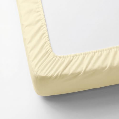Image of Blue Dahlia 100% Cotton, King Size /Double, Elastic Fitted Bedsheet (72 inchx78 inch) + 2 Pillow Covers, Percale Weave, Fits Upto 10 inch Mattress, 200TC Solid Premium Bedsheet, Colour: Yellow