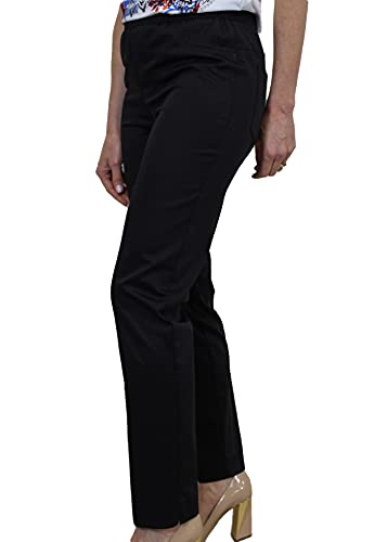 Carla Ferroni Pantalone Cotone Estivo Elasticizzato Art 15030 (Nero, 52 XXXL IT Donna)