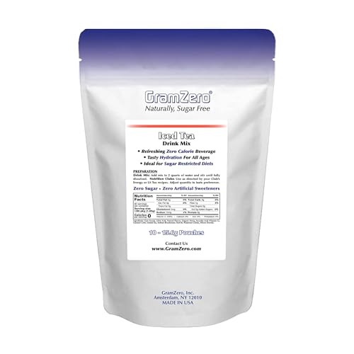 GramZero Iced Tea, Sugar Free Drink Mix, Pitcher Pack, Great For Nutrition Club Loaded Tea, Zero Calorie, Stevia Sweetened