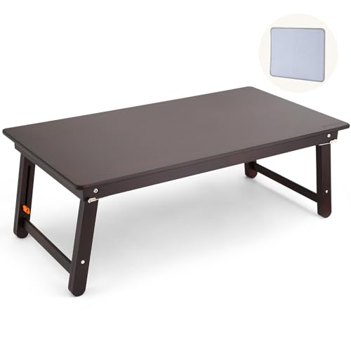 Image of Nnewvante Large Size Floor Desk, Folding Low Coffee Table, No Assembly Required, Adjustable Floor Table for Breakfast Gaming Writing 33.5 inchx17.7 inch Black Walnut
