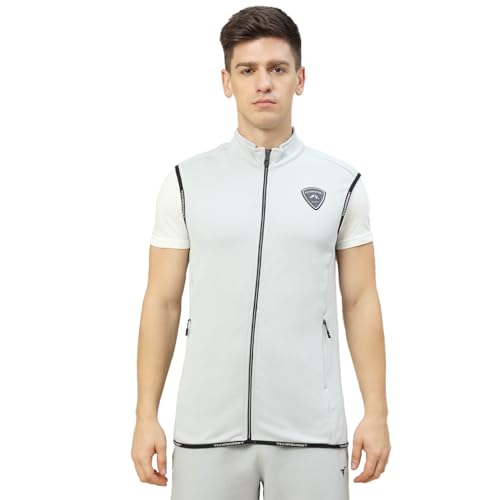 Image of TECHNOSPORT Men's Solid Slim Fit Sleeveless Fleece Regular Jacket