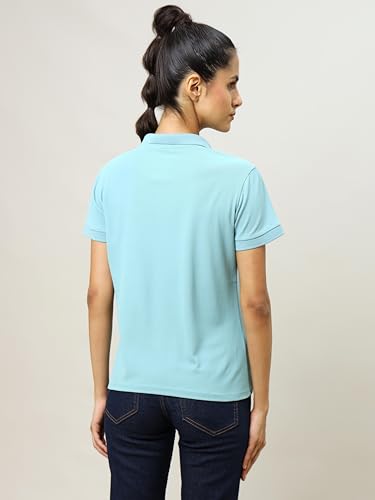 Image of TECHNOSPORT Womens Polyester Slim Fit Solid Half Sleeve Polo Matpiq T-Shirt with Techno Dry, Anti Static for Regular Use