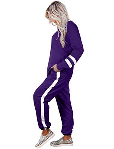 Image of Aloodor Sweatsuit for Women 2 Piece Outfits for Womens Crewneck Sweatshirts Pullover