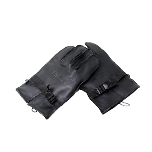 M MCGUIRE GEAR GI Style D-3A Flexor Leather Black Gloves, Heavy Duty Airsoft, Mechanic, Construction & Safety Work Gloves (Large)